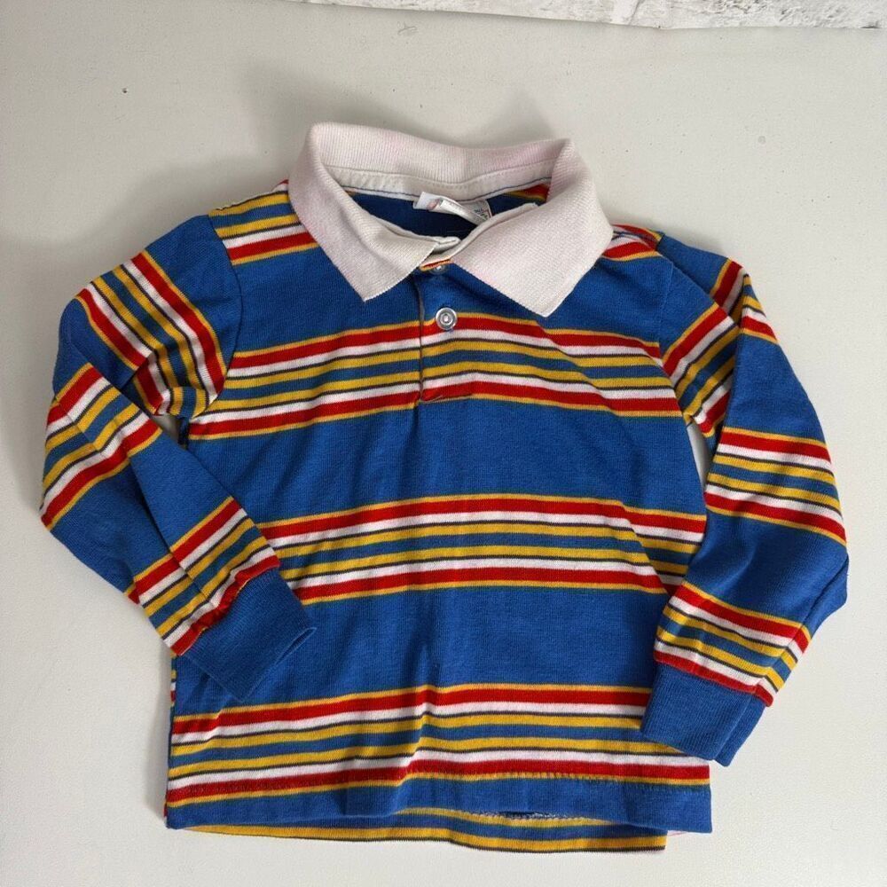 Vintage McKids Striped Polo Rugby Shirt Size 3T  M